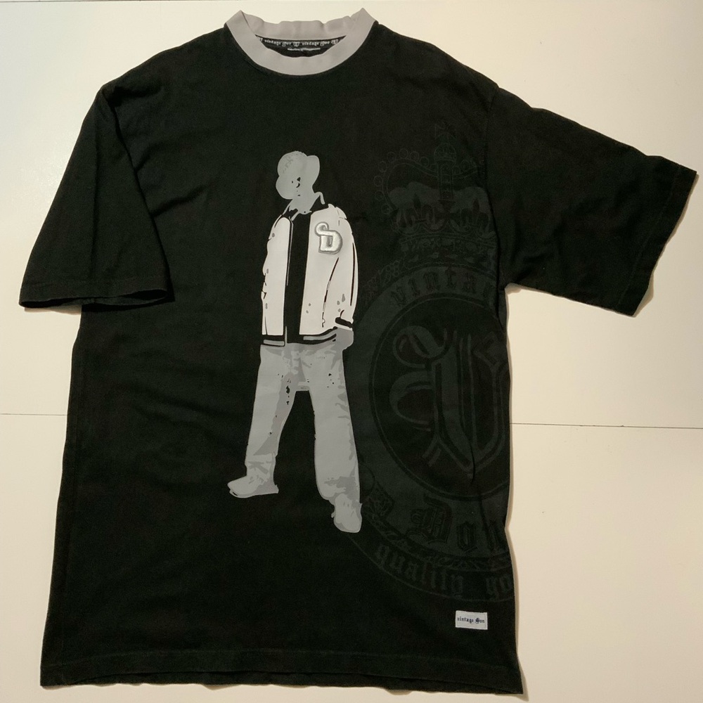 VTG 90s 2000s Y2K Vintage Don Hip Hop Rap Graphic Crown Black S/S Crew T-Shirt